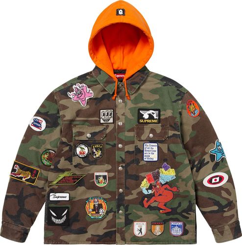 Supreme Patches Hooded Zip Up Shirt