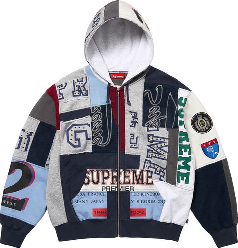 Supreme Patchwork Zip Up Hooded Sweatshirt