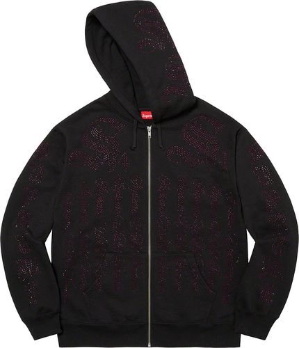 Supreme Rhinestone Zip Up Hooded Sweatshirt streetwear style fashion
