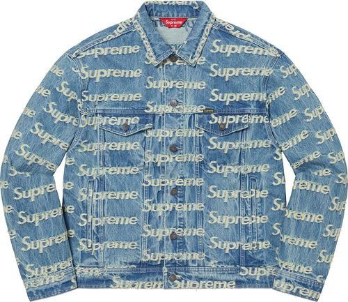 Supreme SS21 Frayed Logos Denim Trucker Jacket