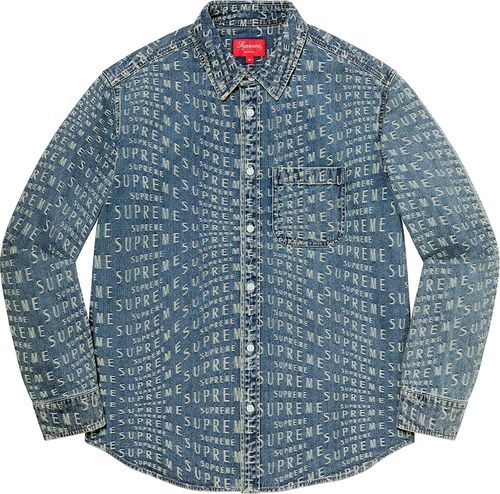 Supreme SS21 Warp Jacquard Logos Denim Shirt