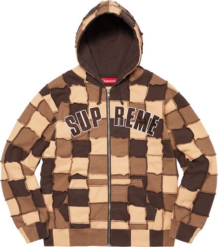 Supreme reverse Patchwork Zip Up Hooded Sweatshirt streetwear style fashion