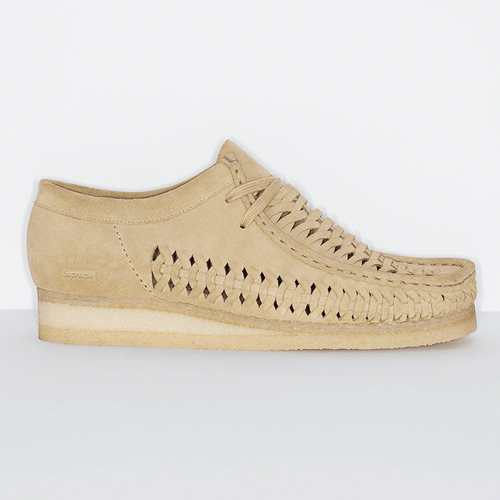 Supreme x Clarks Originals Woven Wallabee sneaker news streetwear fashion style tan