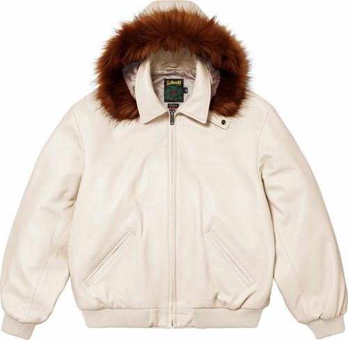Supreme x SCHOTT® HOODED LEATHER BOMBER JACKET