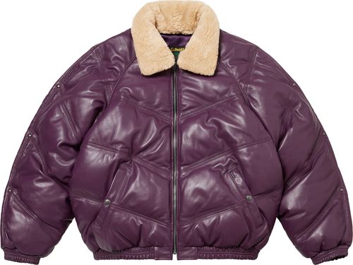 Supreme x Schott Chevron Leather Down Puffer Jacket