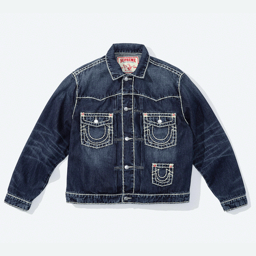 Supreme x True Religion blue denim jacket release date inof fashion collab