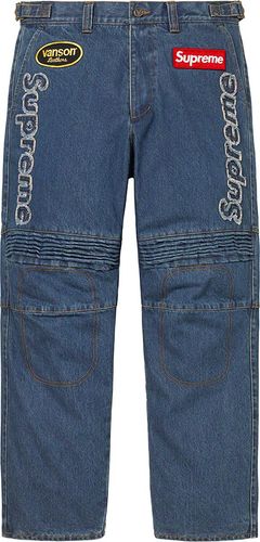 Supreme x Vanson Leather Cordura Denim Racing Pant streetwear style collab news info hypebeast brand