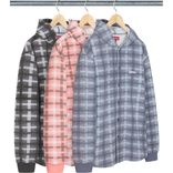 HOODED PLAID KNIT SHIRT