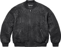Supreme Mister Cartoon Embroidered Leather Jacket