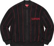 Supreme PINSTRIPE VARSITY ZIP UP SWEATER