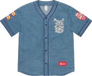 Patches Denim Baseball Jersey