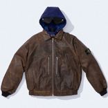 Supreme x STONE ISLAND LEATHER BOMBER JACKET