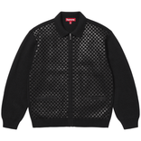 Woven Leather Zip Up Cardigan