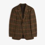 Single-Breasted Plaid Tweed Suit Jacket 'Tan Multi Plaid'